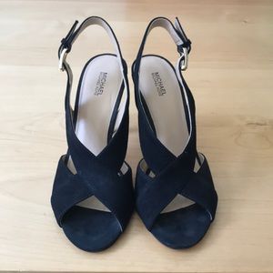 Michael Kors Black Suede Peep Toe Heels